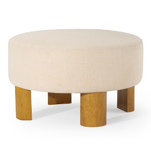 Maven Lane Celia Contemporary Upholstered Ottoman with Refined Wood Finish - 1 of 4