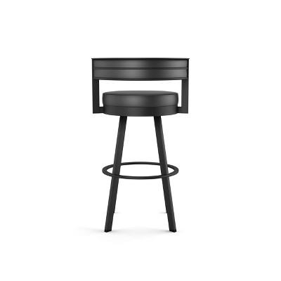 Black Faux Leather and Metal Swivel Bar Stool