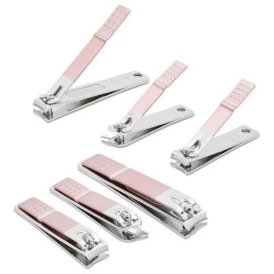 Juvale 6 Pack Rose Gold Nail Clippers for Fingernail Toenail Cutters Tool, Manicure Pedicure Trimmers Supplies