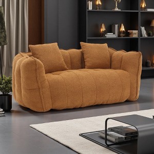 Chenille 2-Seater Beanbag Chair with Soft Foam Core - 1 of 4
