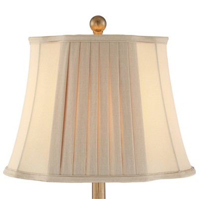 Louis Traditional Antique Gold Fleur-de-Lis Table Lamps with Beige Fabric Shades