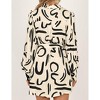 BLUEMING Womens Collar V Neck Striped Shirts Button Down Long Lantern Sleeves Tunic Mini Shirt Dress with Belt - 4 of 4