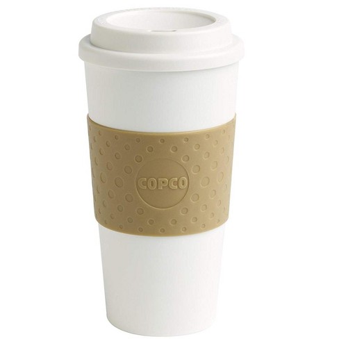 Copco Acadia 16 Ounce Double Walled Insulated Hot or Cold Travel Mug Spill  Resistant Lid - Tan 2510-9968