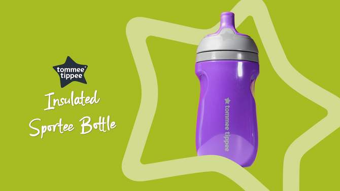 Tommee Tippee 9 fl oz Insulated Sporty Toddler Water Bottle with Handle - 2pk, 2 of 15, play video