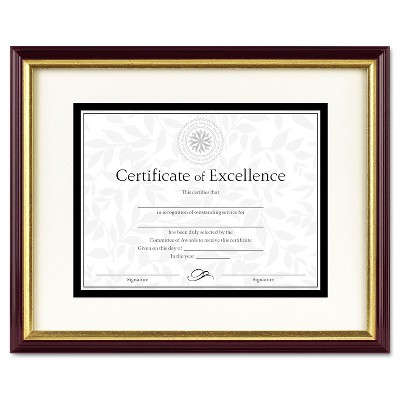 Dax Document/Certificate Frame w/Mat Plastic 11 x 14 8 1/2 x 11 Mahogany/Gold 2703S2RX