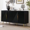 Stylish Sideboard, Wavy Geometric Design, Tapered Legs, Adjustable, Suitable For Study, Entryway And Living Room - 2 of 4