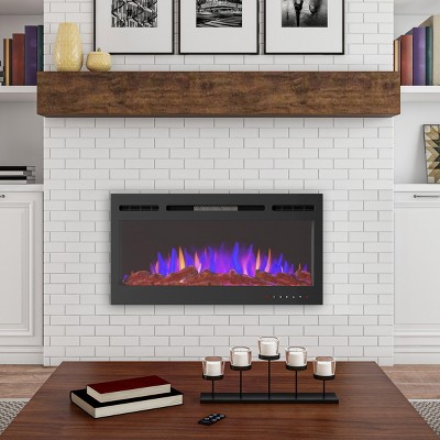 36 Electric Fireplace- Front Vent, Wall Mount or Recessed- 3 Color LED Flame, 5 Levels of Brightness, 3 Media Options & Remote Control by Northwest