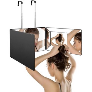 360° Viewing Angle Self Hair Cutting Mirror, Anti-Fog HD Glass, Tri-Fold Portable Design for Home Barber Use, No LED - 1 of 4