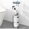 Aghana Digitals Freestanding Toilet Paper Holder Stand with Top Shelf, Black Stainless Steel - 3 of 4