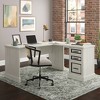 Sauder Carolina Grove 3 Drawer L Desk Winter Oak: Mid-Century Modern Home Office Furniture, Metal Frame - image 2 of 4