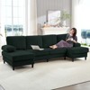 Mjkone 110" U-Shaped Sectional Sofa Couches with Double Chaises and Sleepable Armrests,Corduroy Upholstered 4-Seater Sofa - 2 of 4