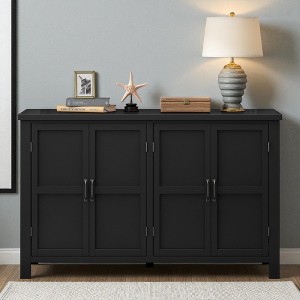 4-Door Storage Sideboard with Adjustable Shelves, Retro Metal Handles, Pinewood Legs, MDF Cabinet for Dining Room, Kitchen, Entryway - 1 of 4