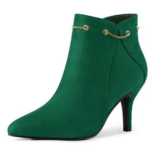 Allegra K Women's Pointed Toe Side Zip Stiletto Heel Ankle Booties - 1 of 4