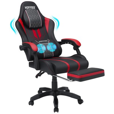 Hoffree Extra Large Massage Gaming Chair Ergonomic Office PC Chair with Footrest & Adjustable