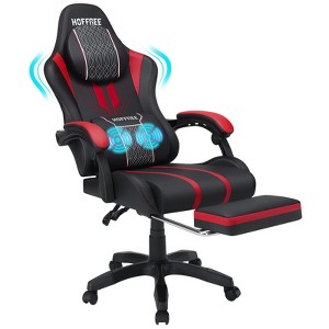 Hoffree Extra Large Massage Gaming Chair Ergonomic Office PC Chair with Footrest & Adjustable - 1 of 4