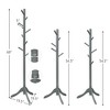 Costway Wooden Coat Rack Stand Entryway Hall Tree 2 Adjustable Height w/ 8 Hooks Gray\Brown - 3 of 4