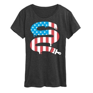 Women's - Instant Message - Paintbrush Painting American Flag Short Sleeve Graphic T-Shirt - 1 of 4