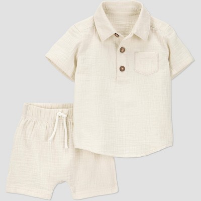 Carter's Just One You® Baby Boys' Creme Solid 2pc Top & Bottom Set - Cream