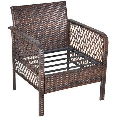 Cream White PE Wicker 4-Person Patio Furniture Set with Glass Table