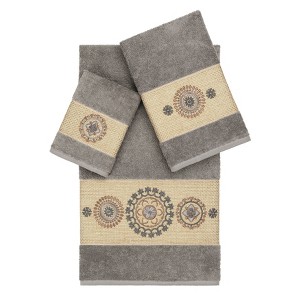 Linum Home Textiles 100% Turkish Cotton ISABELLE Embellished Towel Set - 1 of 4