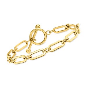 Ross-Simons 5.5mm 10kt Yellow Gold Paper Clip Link Toggle Bracelet - 1 of 3