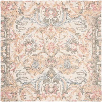 Ivory Elegance 59" Handmade Square Wool Tufted Rug