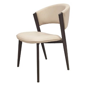LeisureMod Upholstered Dining Chair in Leather with Black Iron Frame and Legs Aspen Series - 1 of 4