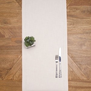 C&F Home Hemstitch Solid Natural 100% Cotton Cloth Table Runner 14" x 72" - 1 of 4