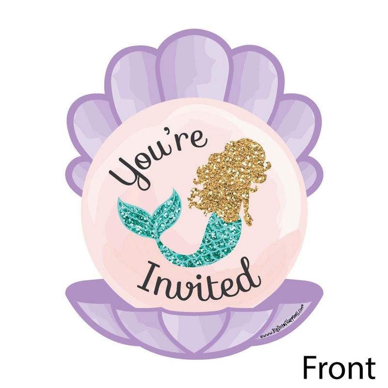 Big Dot of Happiness Let's Be Mermaids - Shaped Fill-in Invitations - Baby Shower or Birthday Party Invitation Cards with Envelopes - Set of 12, 2 of 7