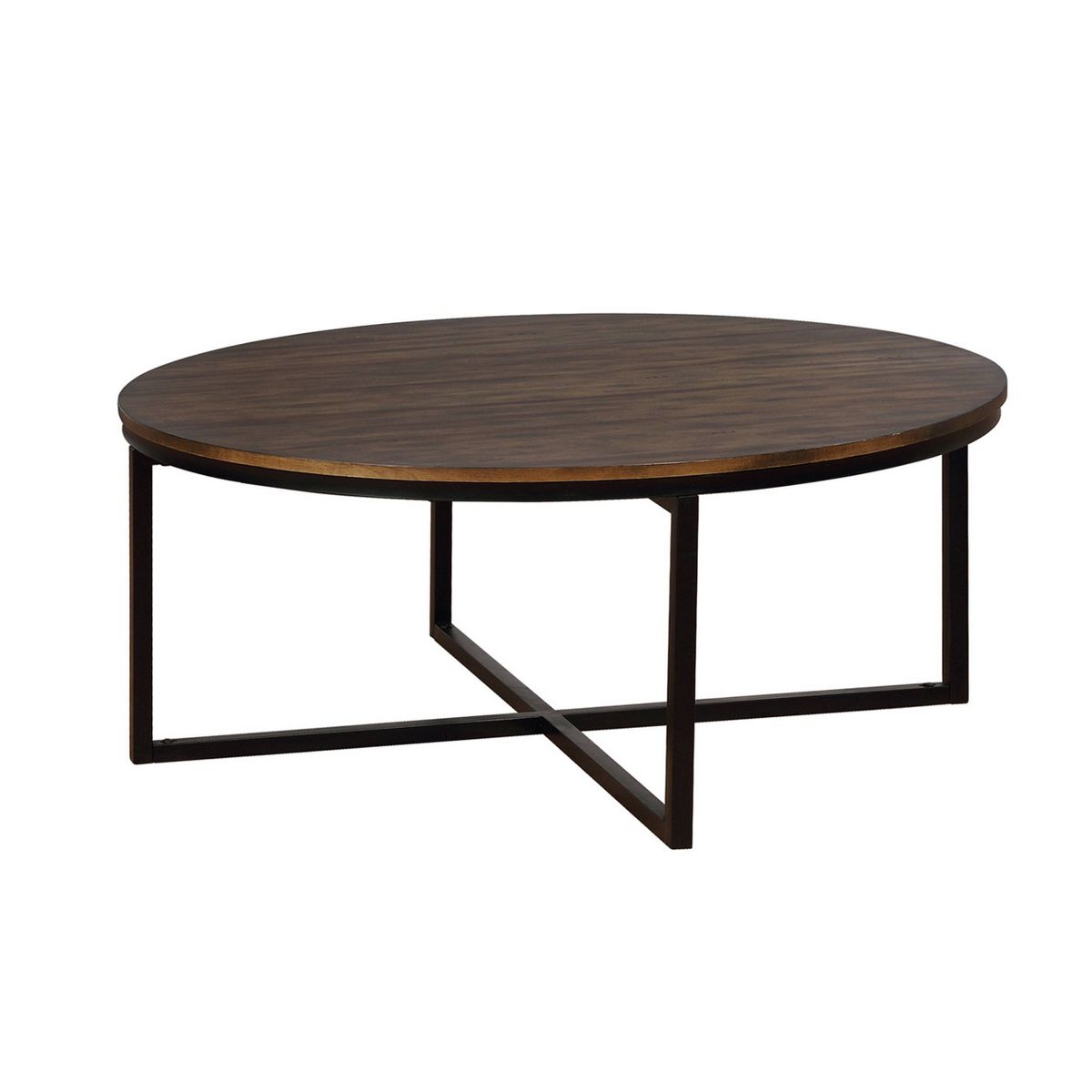 42" Arcadia Acacia Wood Round Coffee Table Dark Brown - Alaterre Furniture - thumbnail 2