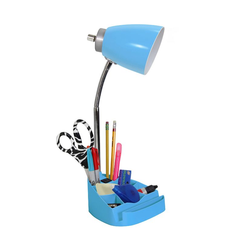 Gooseneck Organizer Desk Lamp with iPad Tablet Stand Book Holder and Charging Outlet - LimeLights, 3 of 8