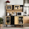 VANIRROR 59" Farmhouse Buffet Sideboard Cabinet with Door, Coffee Bar Cabinet with Bottle Rack, Kitchen Pantry for Living Room, Black &Naturala - 2 of 3