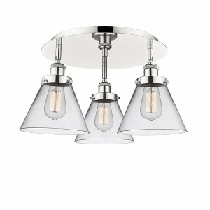 Cone - 3 Light Flush Mount In Art Deco Style-9.5 Inches Tall and 19.5 Inches Wide - 1 of 1