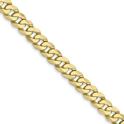 Black Bow Jewelry 4.75mm 10k Yellow Gold Flat Beveled Curb Chain Necklace