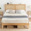 Bed Frame,  Bed Frame with Rattan Storage Headboard, Adjustable LED Lights, Wooden Support Legs - 3 of 4