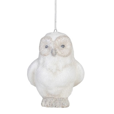 Northlight 4" White Glitter Standing Owl Christmas Hanging Ornament