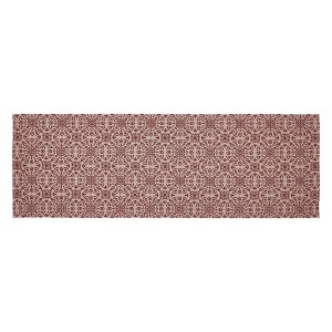 Custom House Burgundy Tan Jacquard Runner 12x36 VHC Brands - 1 of 4