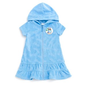 Bluey Girls Loop Terry Cloth Hooded Zip Up Swim Cover Up Toddler - 1 of 4