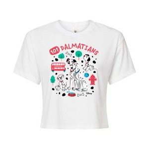 Women's - 101 Dalmatians - Collage of Dalmatian Family Cropped Graphic T-Shirt - 1 of 4