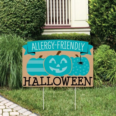 Big Dot of Happiness Teal Pumpkin - Halloween Allergy Friendly Trick or Trinket Yard Sign Lawn Decorations - Happy Halloween Party Yardy Sign
