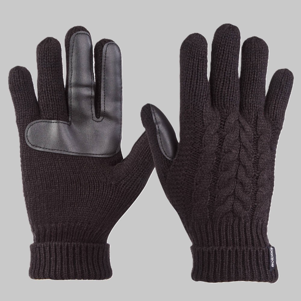 Isotoner smartDri Cable Knit Gloves - Dark Gray