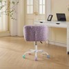 MAYEERTY Artificial Rabbit Hair Office Chair - Metal Base, Adjustable Swivel, Vanity Chair, Violet - 3 of 4