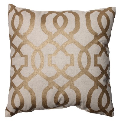 white and gold lumbar pillow
