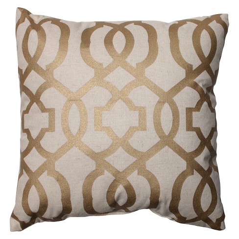 Pillow Perfect Geometric Throw Pillow 16 5 X16 5 Gold Linen