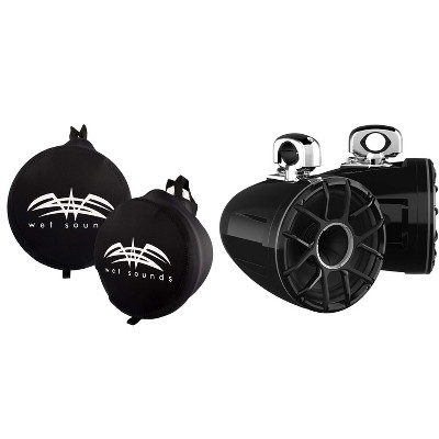 Wet Sounds REV-12-HD-XZ-B-SC REV 12" Black HD Tower Speakers with XZ Grille and TC3 Swivel Clamps with SUITZ-REV-12-HD Neoprene Protective Covers