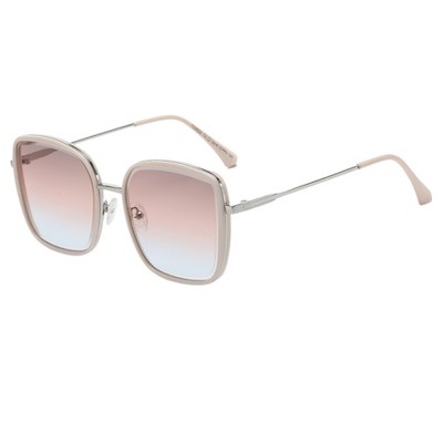 Anna-Kaci Minimalist Square Frame Sunglasses with Slim Metal Arms and Flat Top Bridge Design