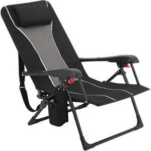 Beach Chair with Folding Design, Portable Outdoor Camping Recliner, High Back with Hard Armrest, Sun Lounger for Patio and Garden - 1 of 4