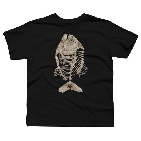Boy's Design By Humans Bony Piranha By moutchy T-Shirt - Black - Medium