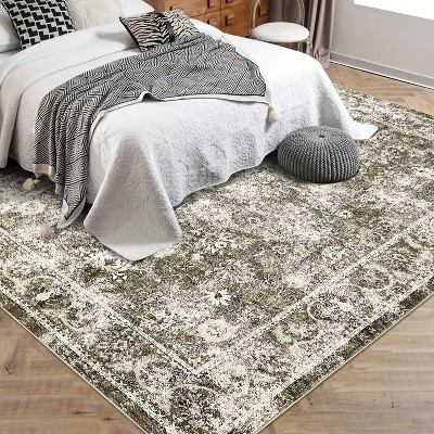 Garvee Large Vintage Floral Rug for Living Room,Washable Distressed Rug -Accent Throw Rug
