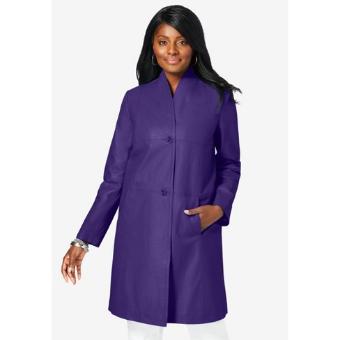 Jessica London Women's Plus Size Leather Swing Coat, 30 - Midnight Violet :  Target